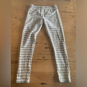 Lands’ End Stripes Gold‎ Confetti Gray White Skinny Girls Large 14 Preloved